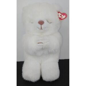 Ty Beanie Buddy Faith 10" Plush White Praying Bear 1995 Stuffed Animal